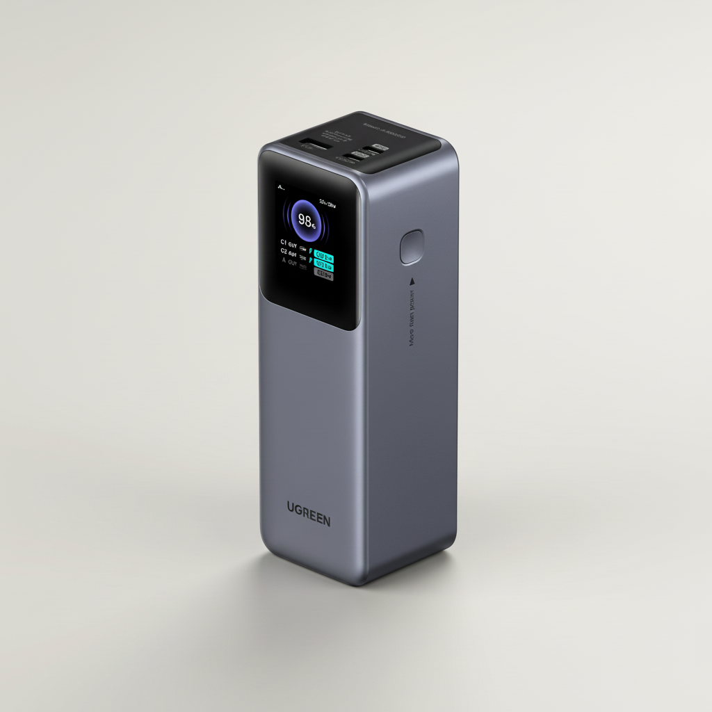 Hochkapazitäts-Powerbank mit USB-Typ-C Anschlüssen und digitalem Display