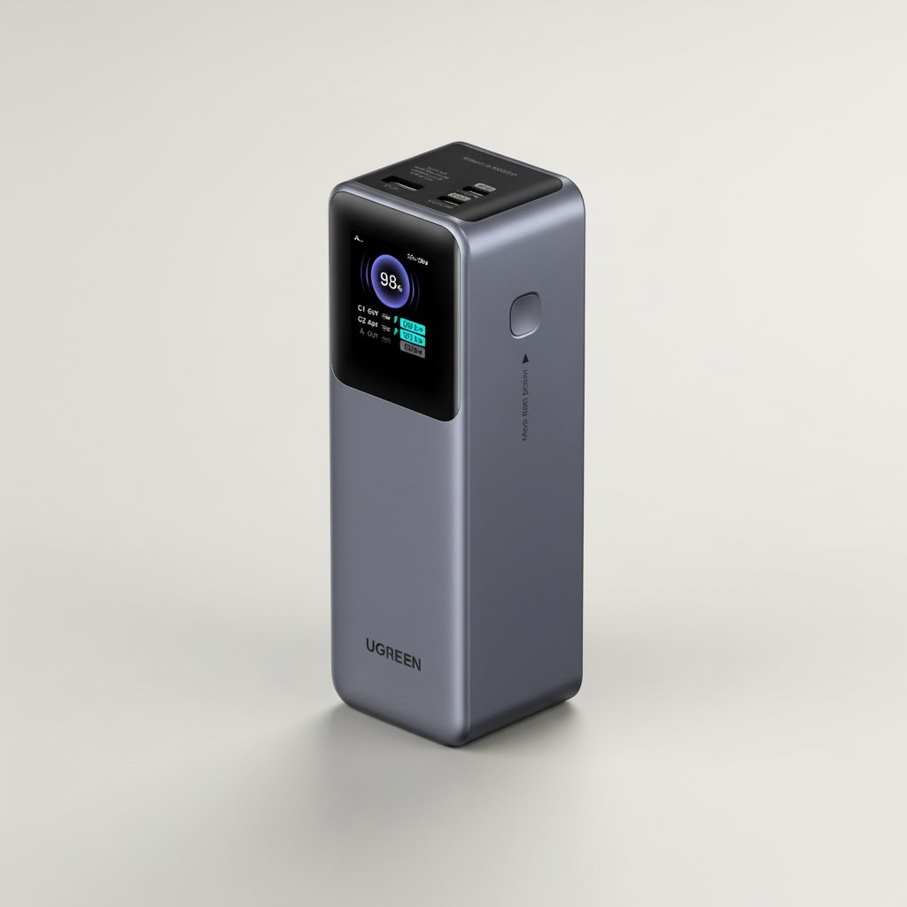 Hochkapazitäts-Powerbank mit USB-Typ-C Anschlüssen und digitalem Display