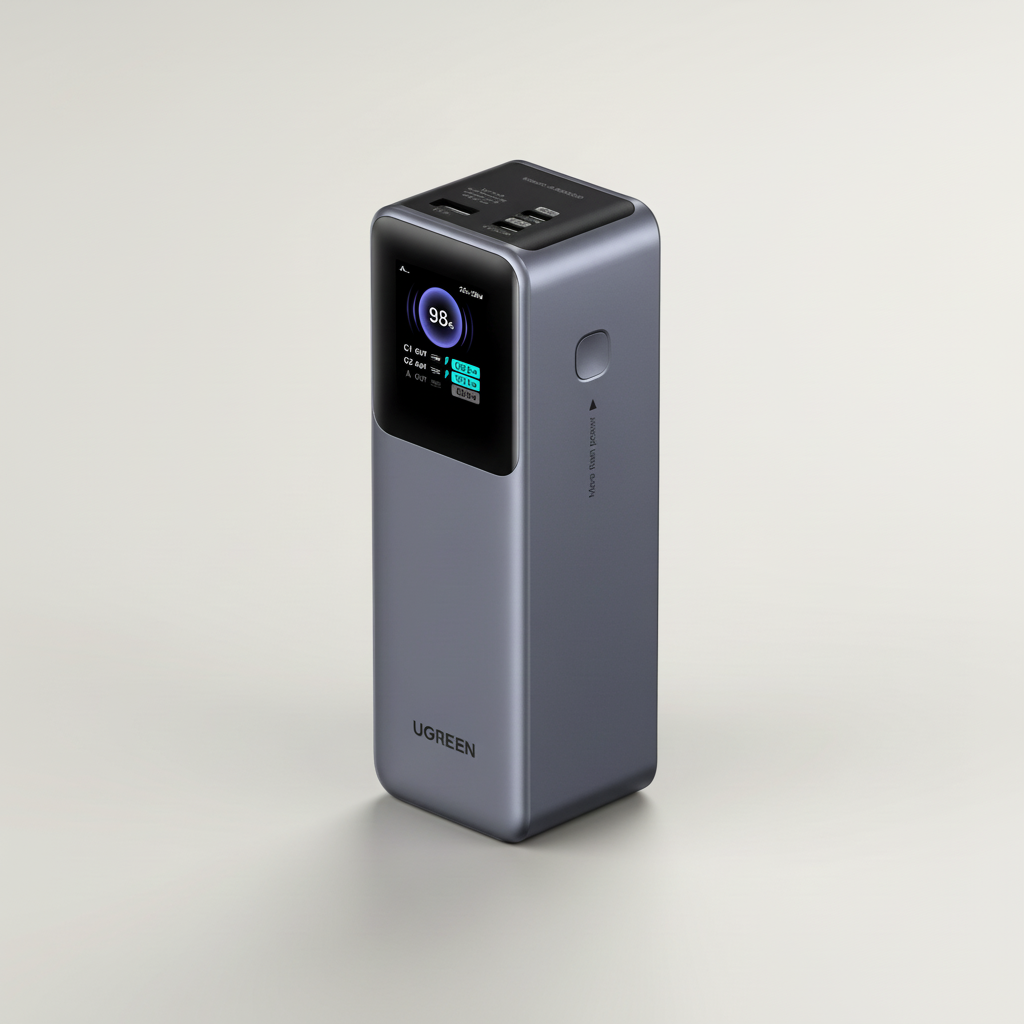 Hochkapazitäts-Powerbank mit USB-Typ-C Anschlüssen und digitalem Display