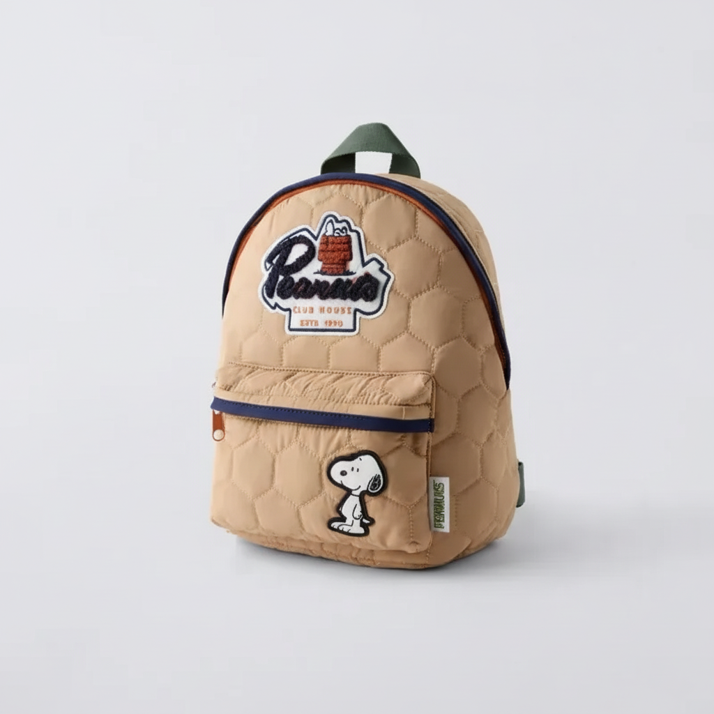 Gesteppter Kinderrucksack mit Comic-Charakter und gepolsterten Schultergurten