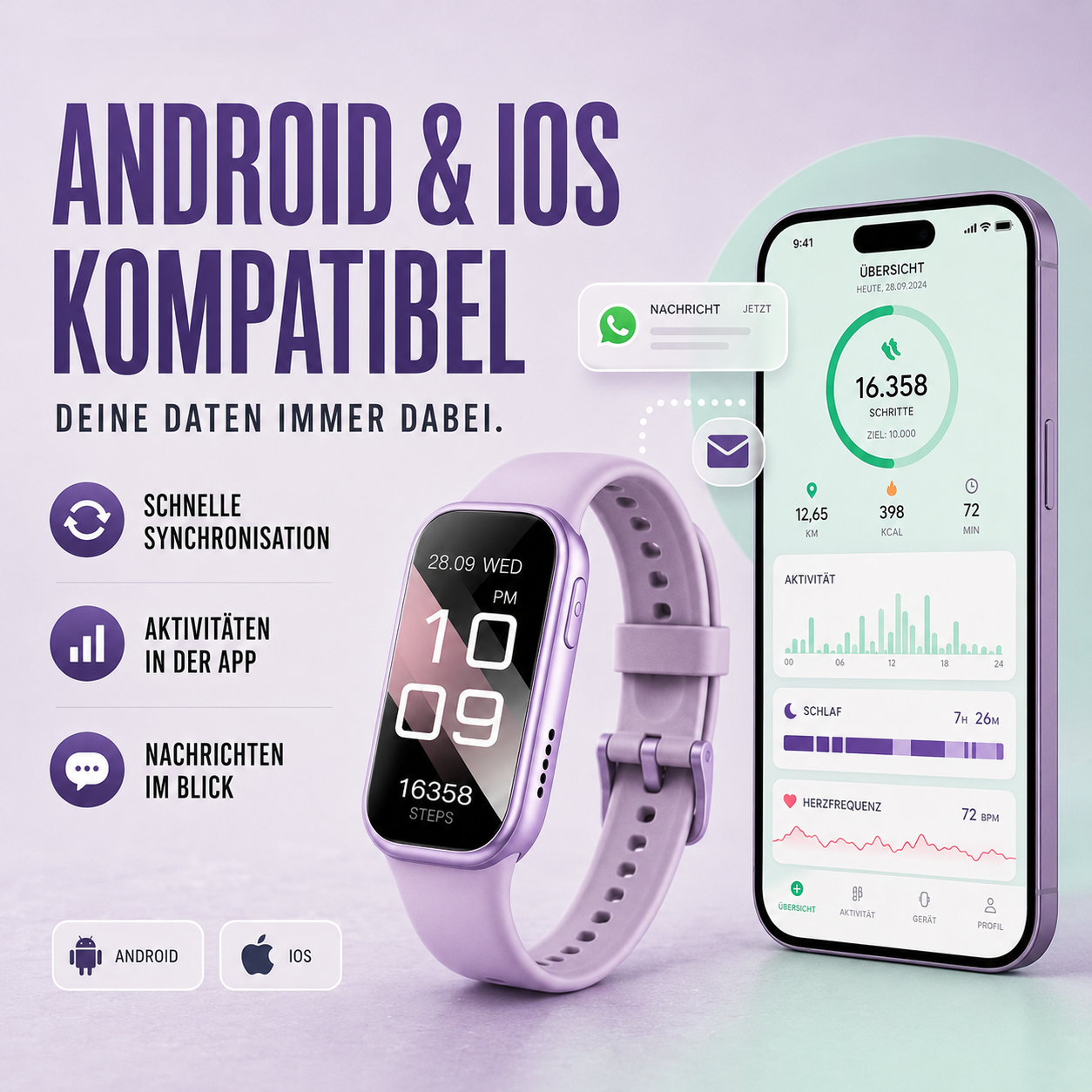 Nordspur | PulseTrack One Fitness Tracker | Schritte, Kalorien & Puls, 7 Tage Akku