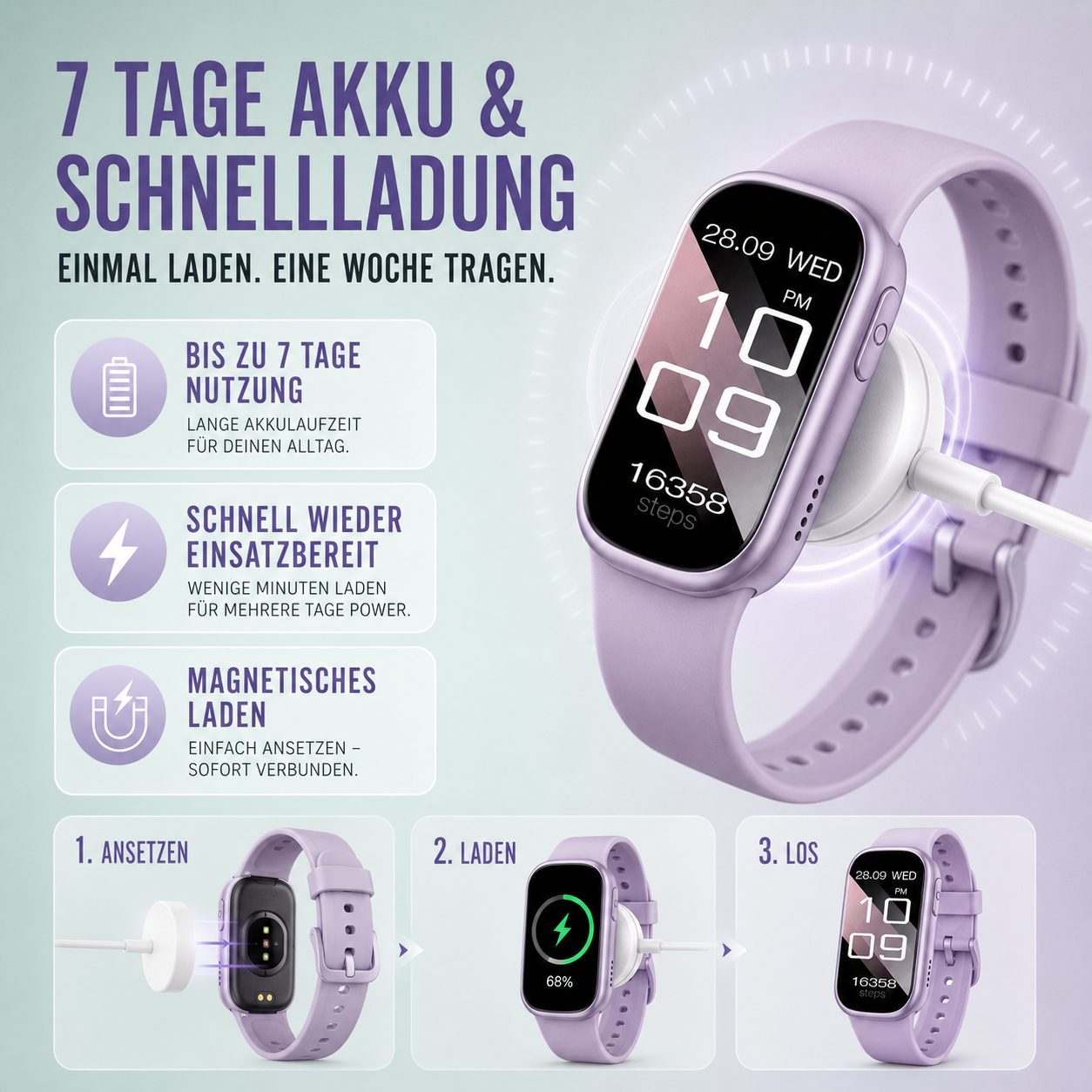 Nordspur | PulseTrack One Smartwatch | 7 Tage Akku & Schnellladung