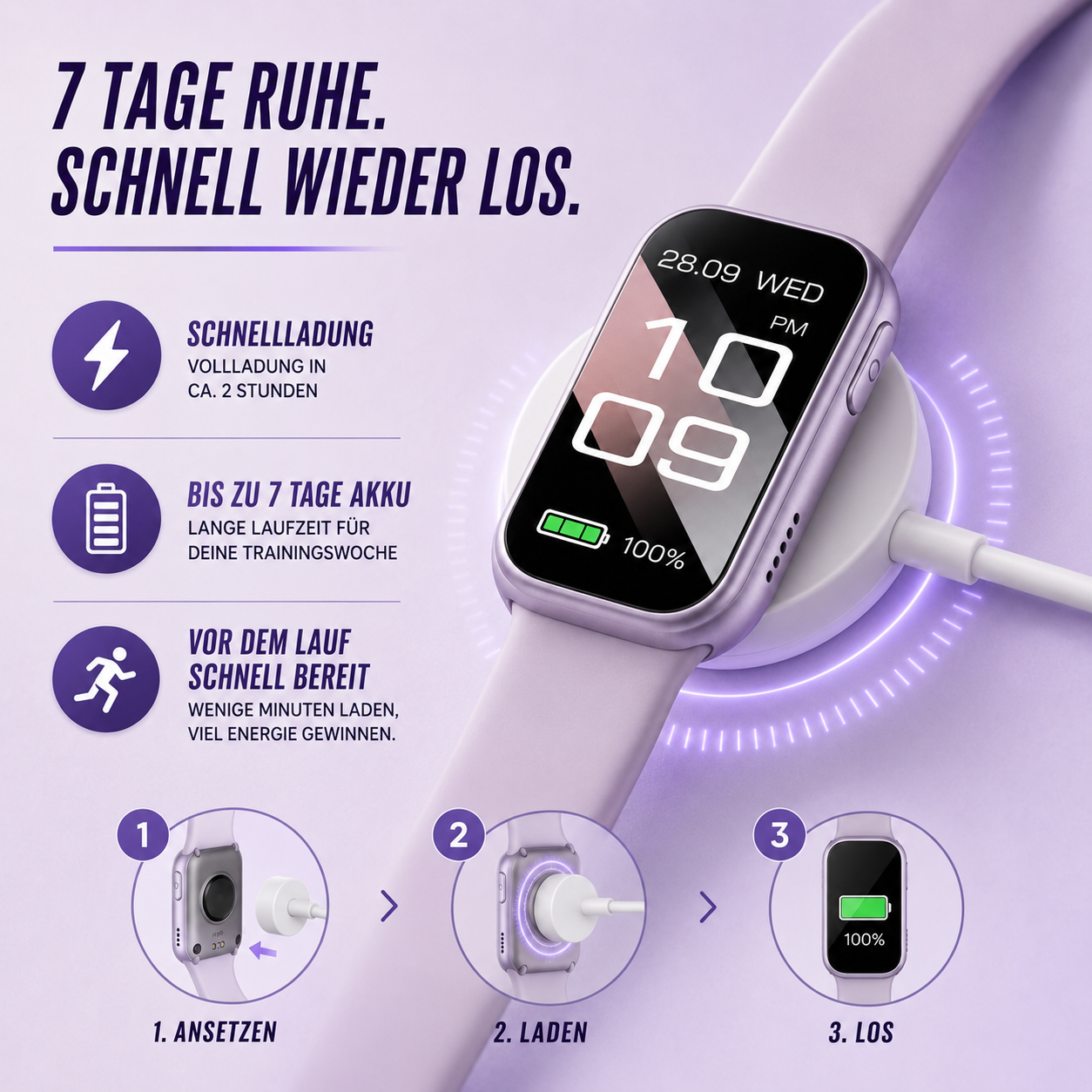 Nordspur | PulseTrack One Smartwatch fürs Laufen | Puls & Schritte, 7 Tage Akku