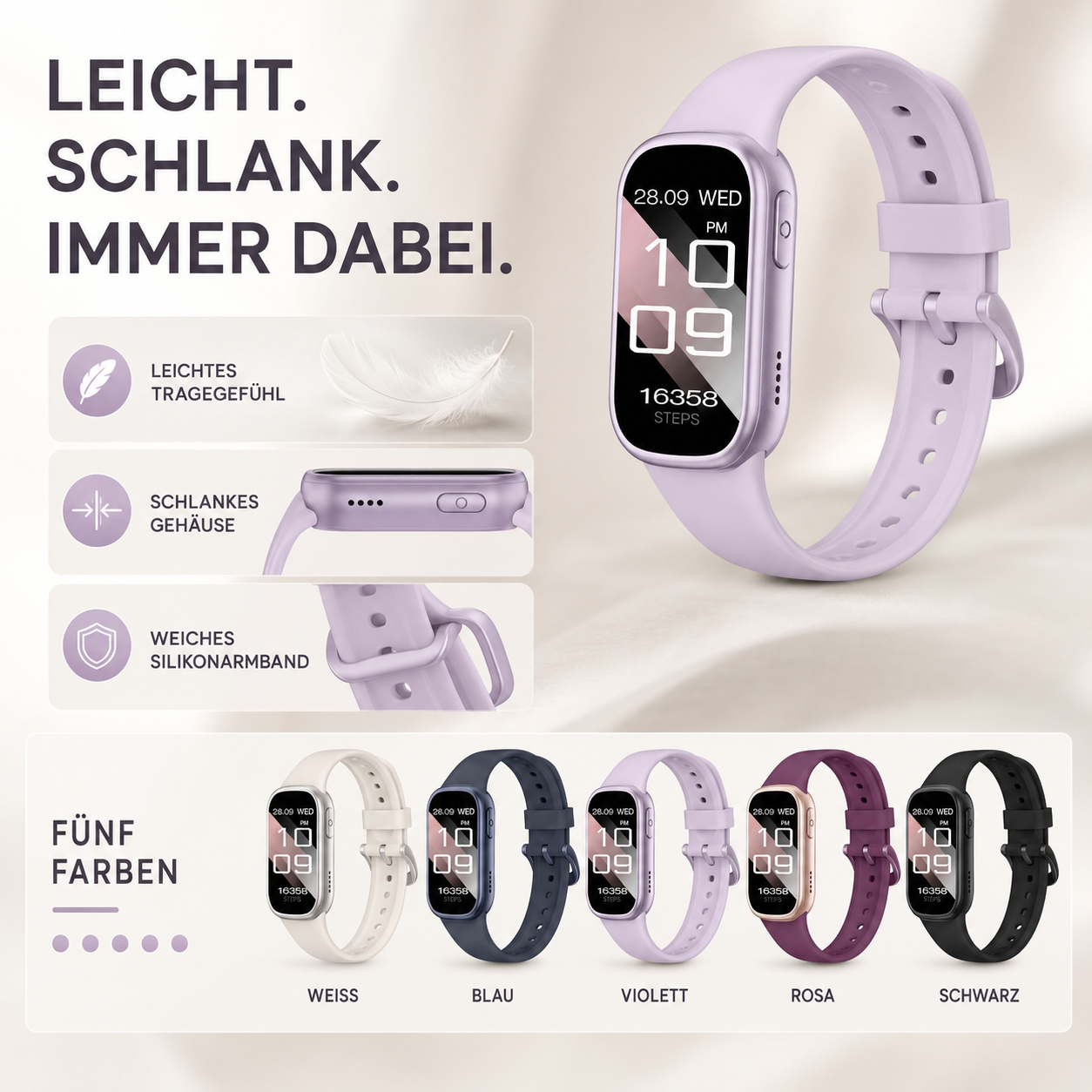 Nordspur | PulseTrack One Smartwatch wasserfest | IP68, auch beim Schwimmen
