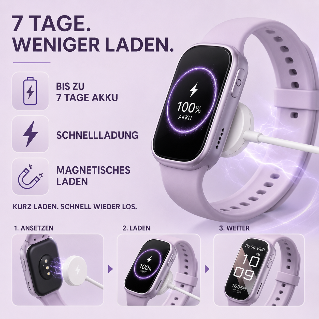 Nordspur | PulseTrack One Smartwatch wasserfest | IP68, auch beim Schwimmen