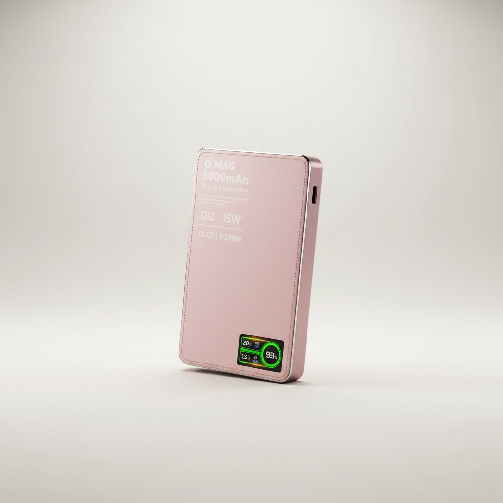 Magnetische Powerbank mit OLED-Display für kabelloses Laden