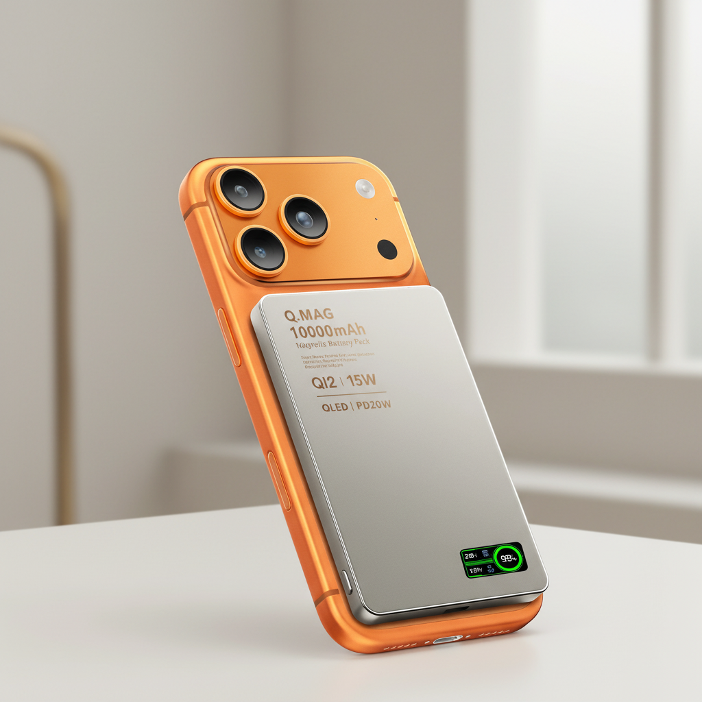 Magnetische Powerbank mit OLED-Display für kabelloses Laden