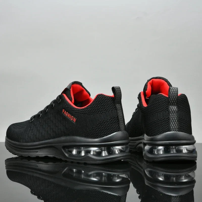 Herren-Laufschuh Luftferse atmungsaktives Webstoff schwarzes Design