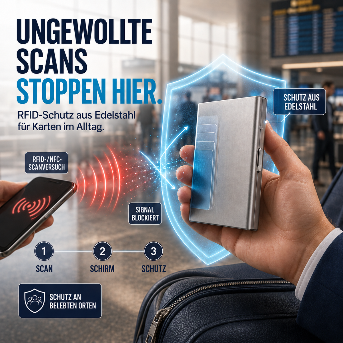Nordspur | RFID-Blocking Karten-Geldbörse aus Edelstahl – Organisiert, Sicher & Taschenfertig
