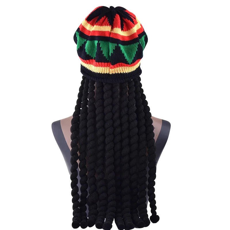 Nordspur | Rastacap Gestreifte Beanie Mit Integrierten Zöpfen