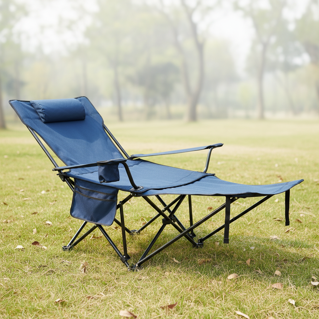 Klappbarer Liegestuhl Camping mit ausziehbarer Fußstütze
