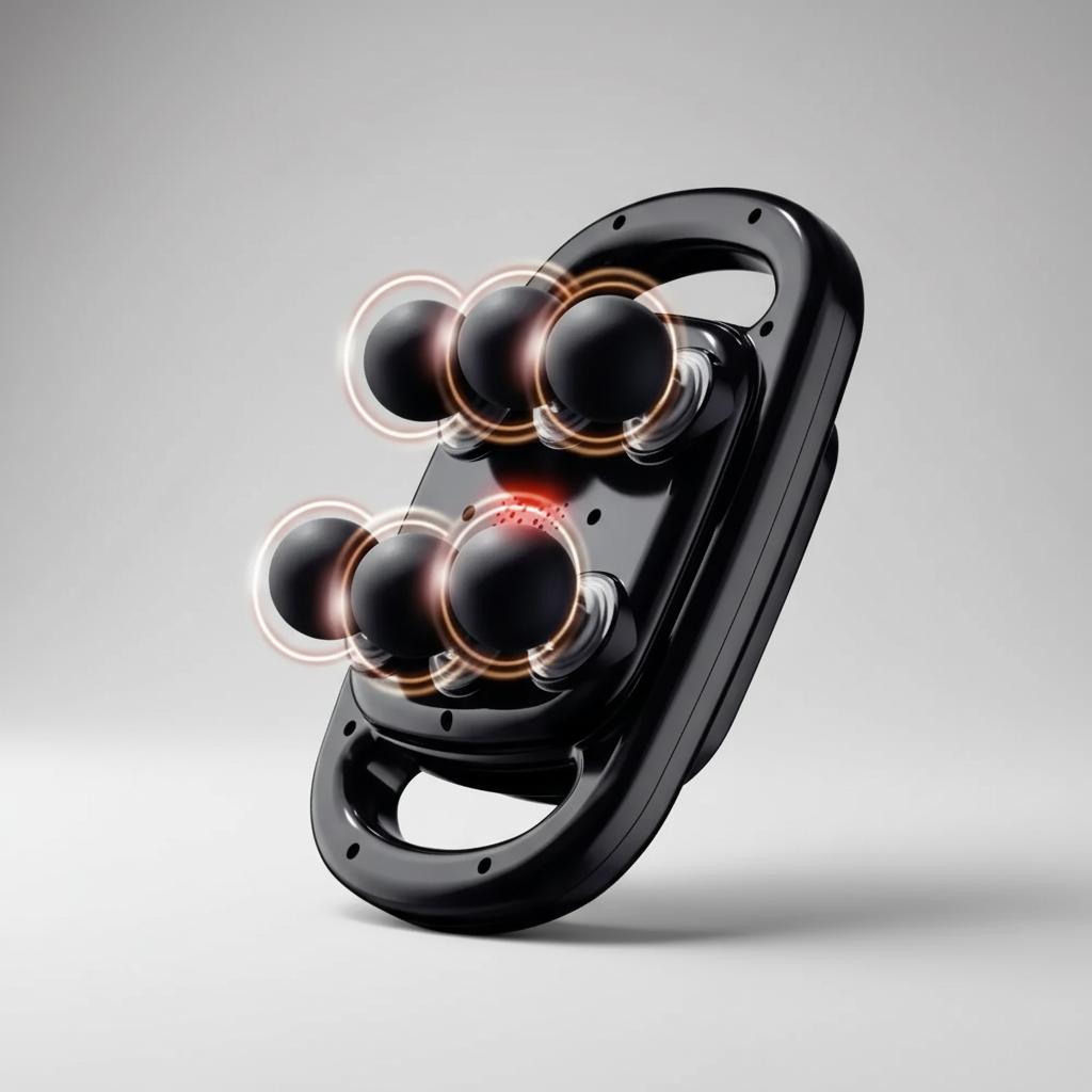 Sechskopf-Perkussionsmassagegerät mit ergonomischem Handgriff für Nacken und Rücken