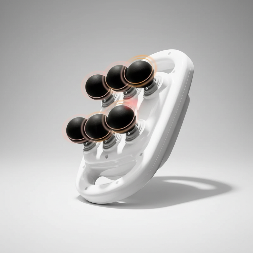 Sechskopf-Perkussionsmassagegerät mit ergonomischem Handgriff für Nacken und Rücken