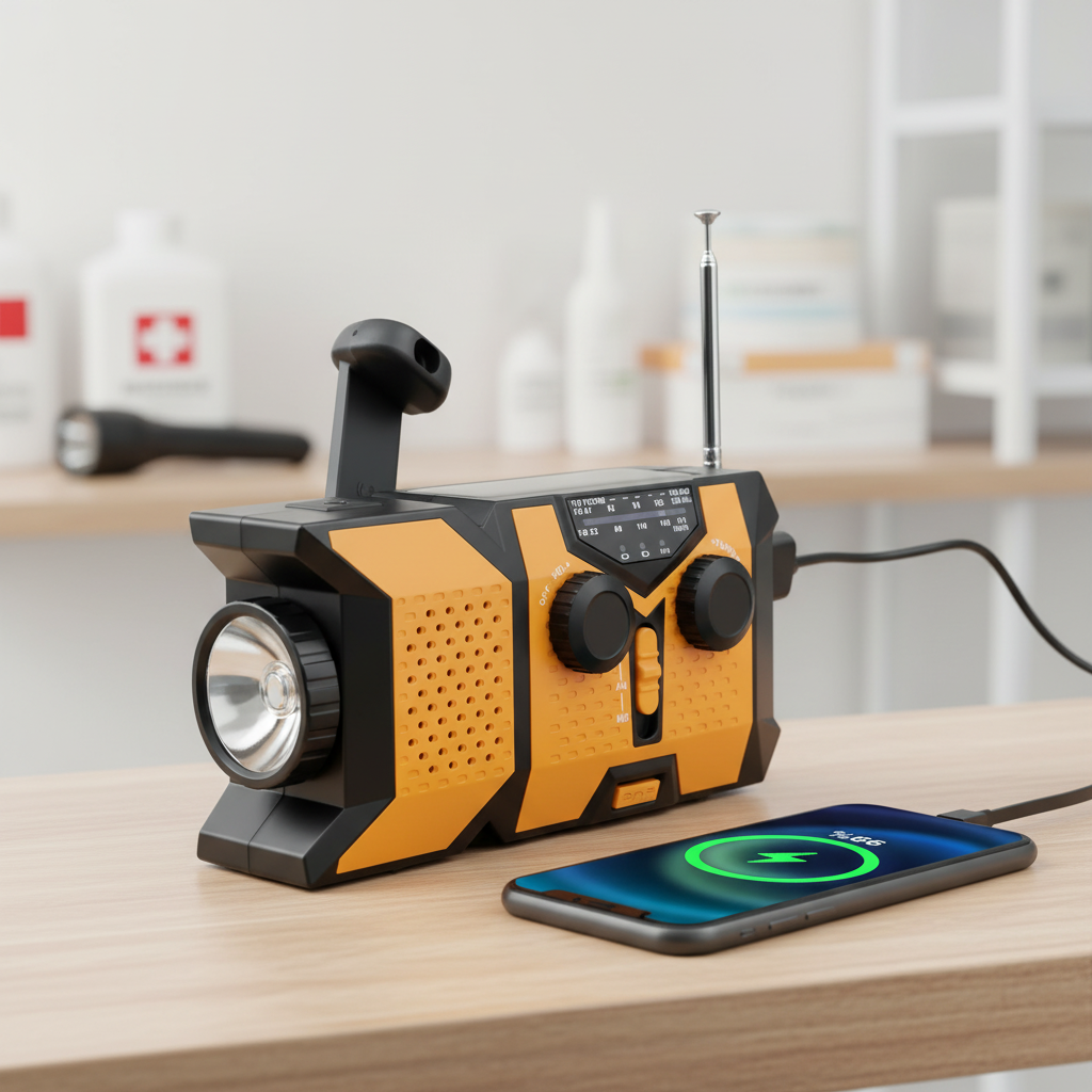 Notfallradio mit Handkurbel tragbar Solarladung LED-Taschenlampe