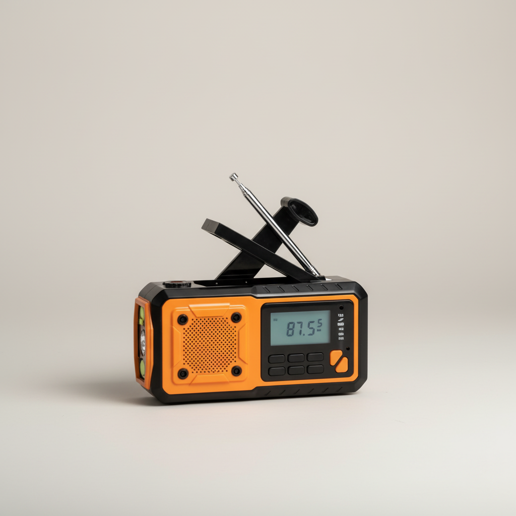 Notfallradio mit Handkurbel, Taschenlampe und Solarladung