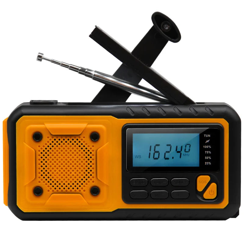 Notfallradio mit Handkurbel, Taschenlampe und Solarladung