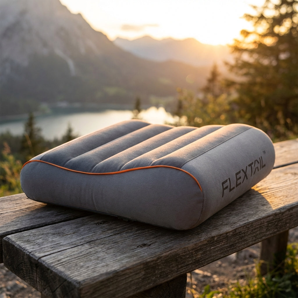 Ergonomisches aufblasbares Reisekissen mit dualer Nacken- und Kopfstütze