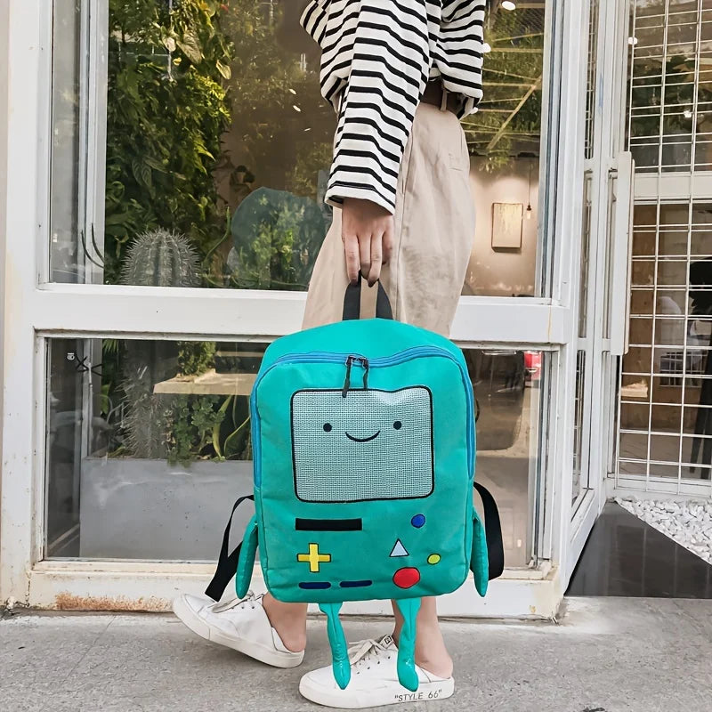 Süßer Cartoon-Roboter-Rucksack mit besticktem Design und gepolsterten Trägern