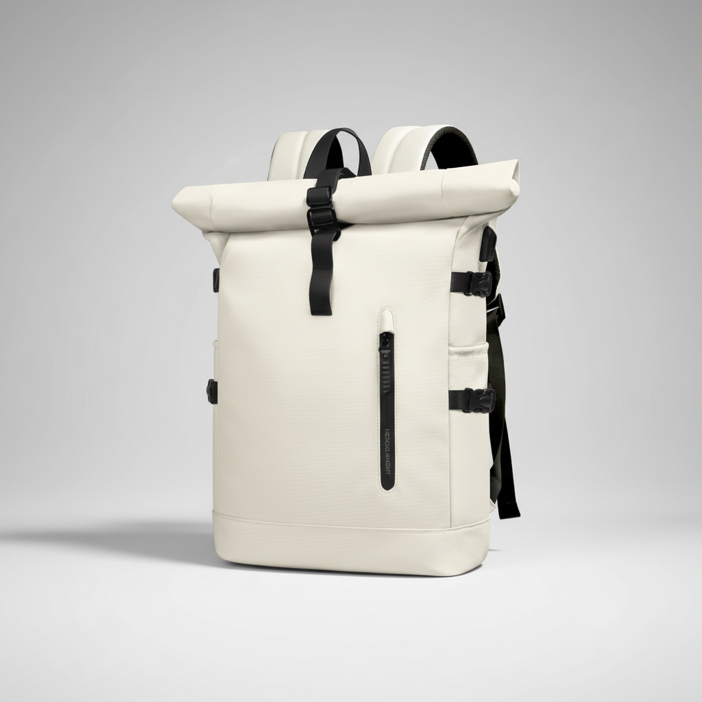 Wasserdichter Rolltop-Rucksack mit USB-Anschluss und Laptop-Fach