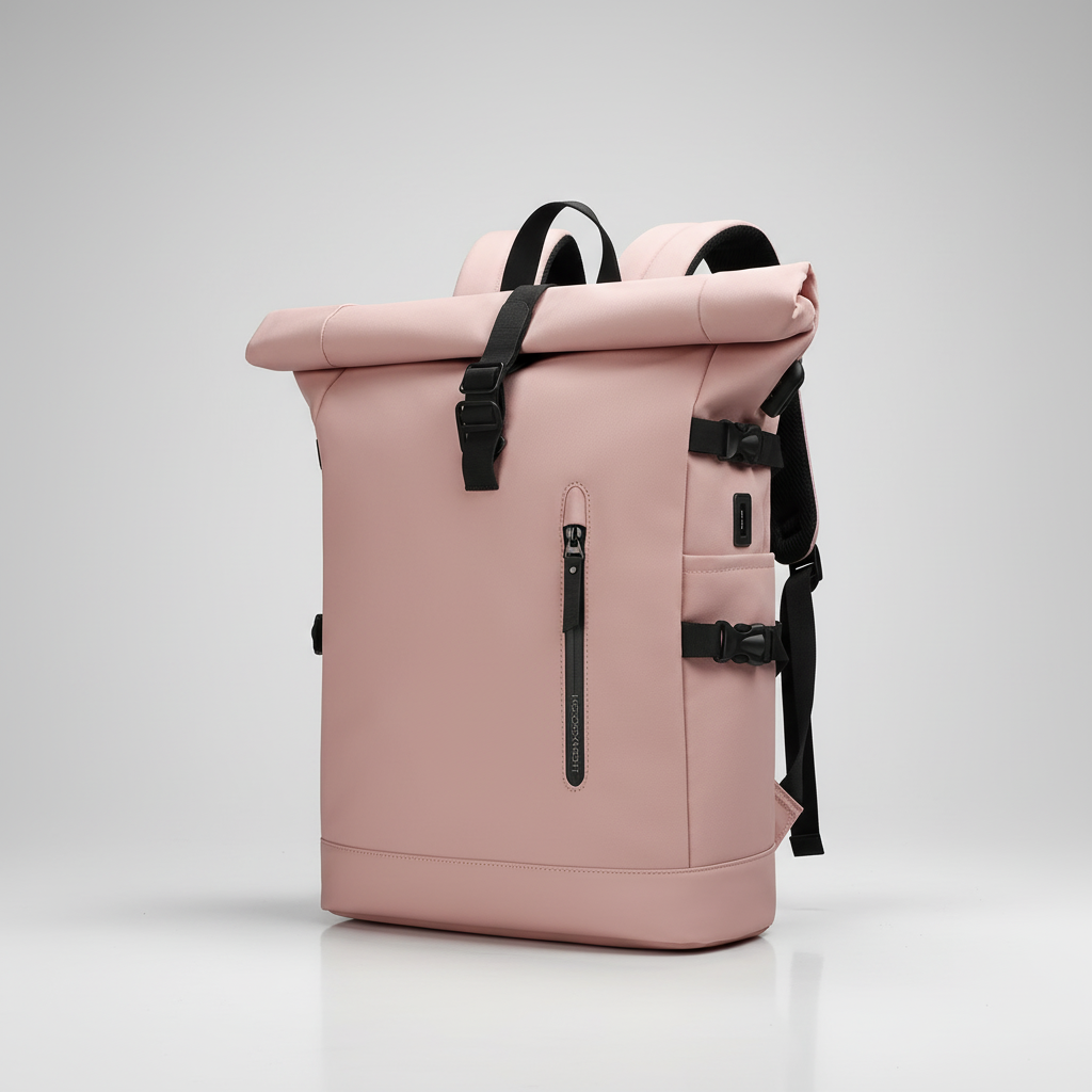 Wasserdichter Rolltop-Rucksack mit USB-Anschluss und Laptop-Fach