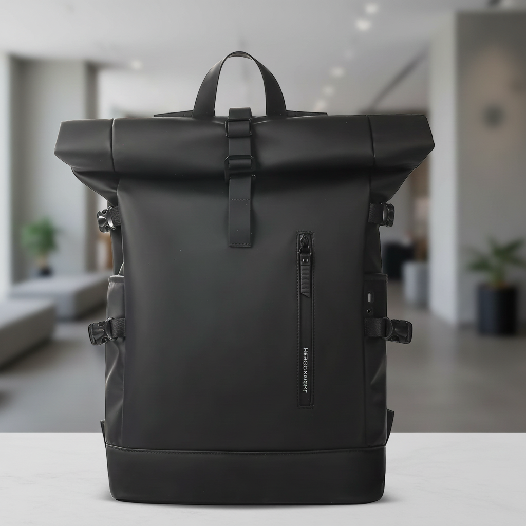 Wasserdichter Rolltop-Rucksack mit USB-Anschluss und Laptop-Fach