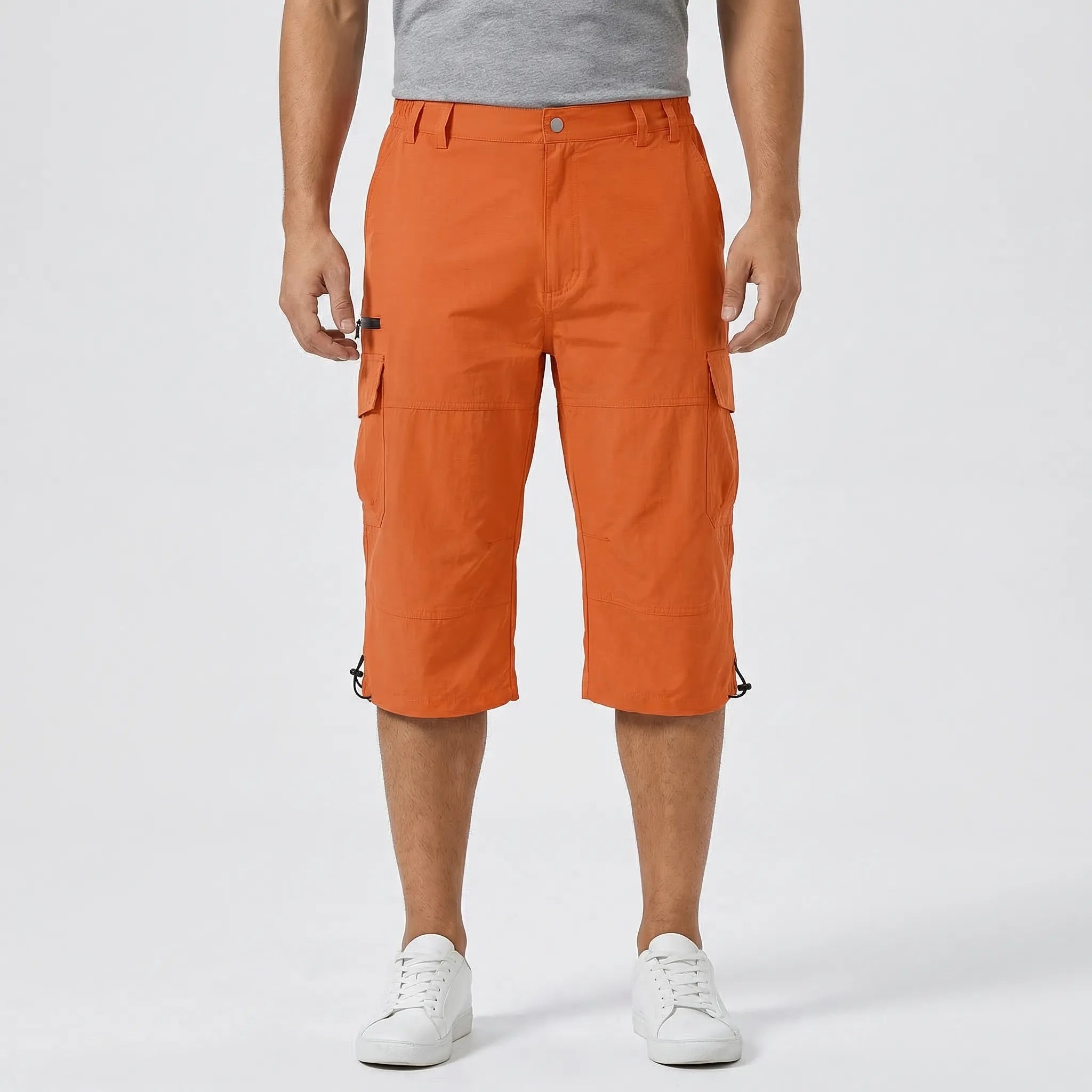 Herren Cargo-Wanderhose knielang schnelltrocknend für Outdoor-Aktivitäten