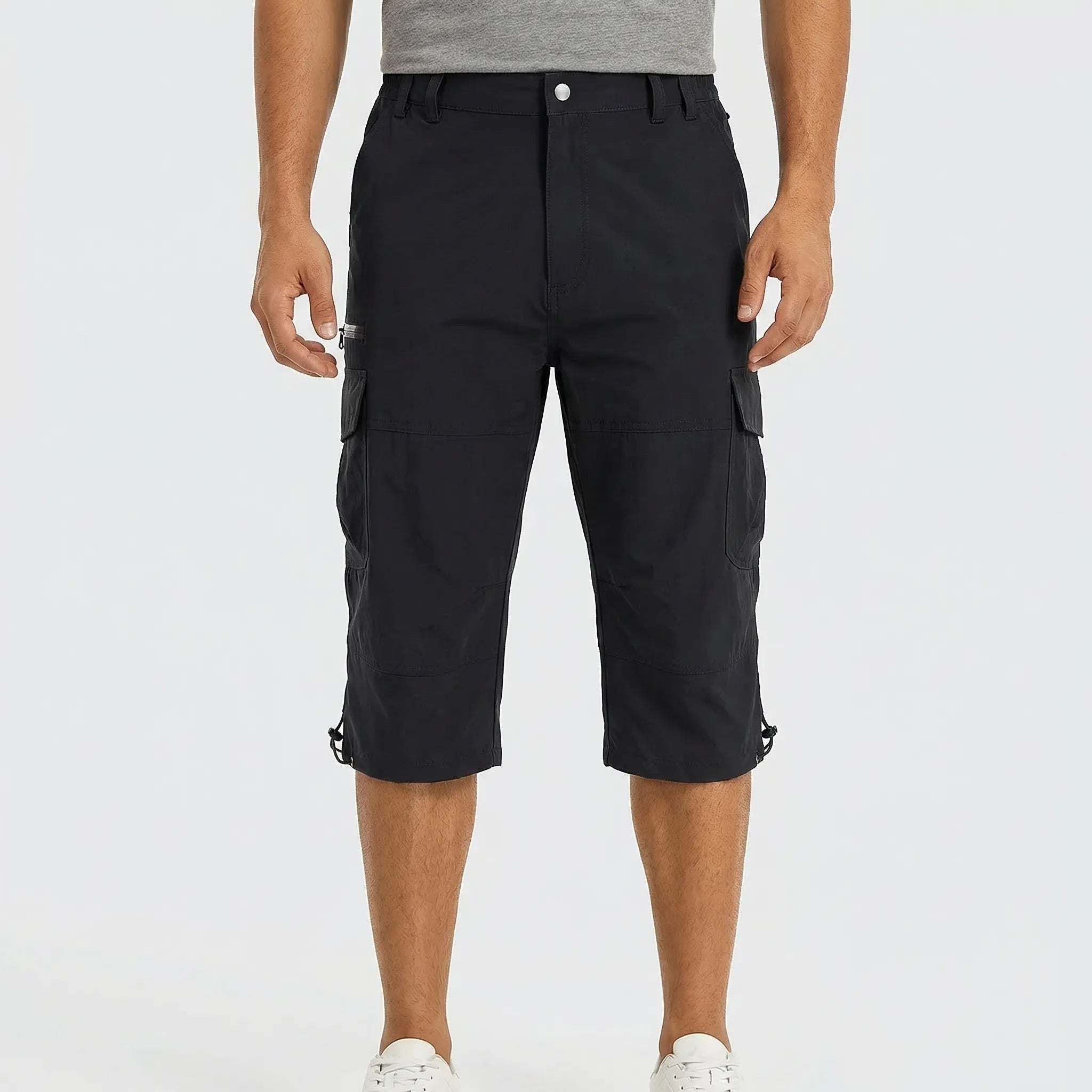 Herren Cargo-Wanderhose knielang schnelltrocknend für Outdoor-Aktivitäten