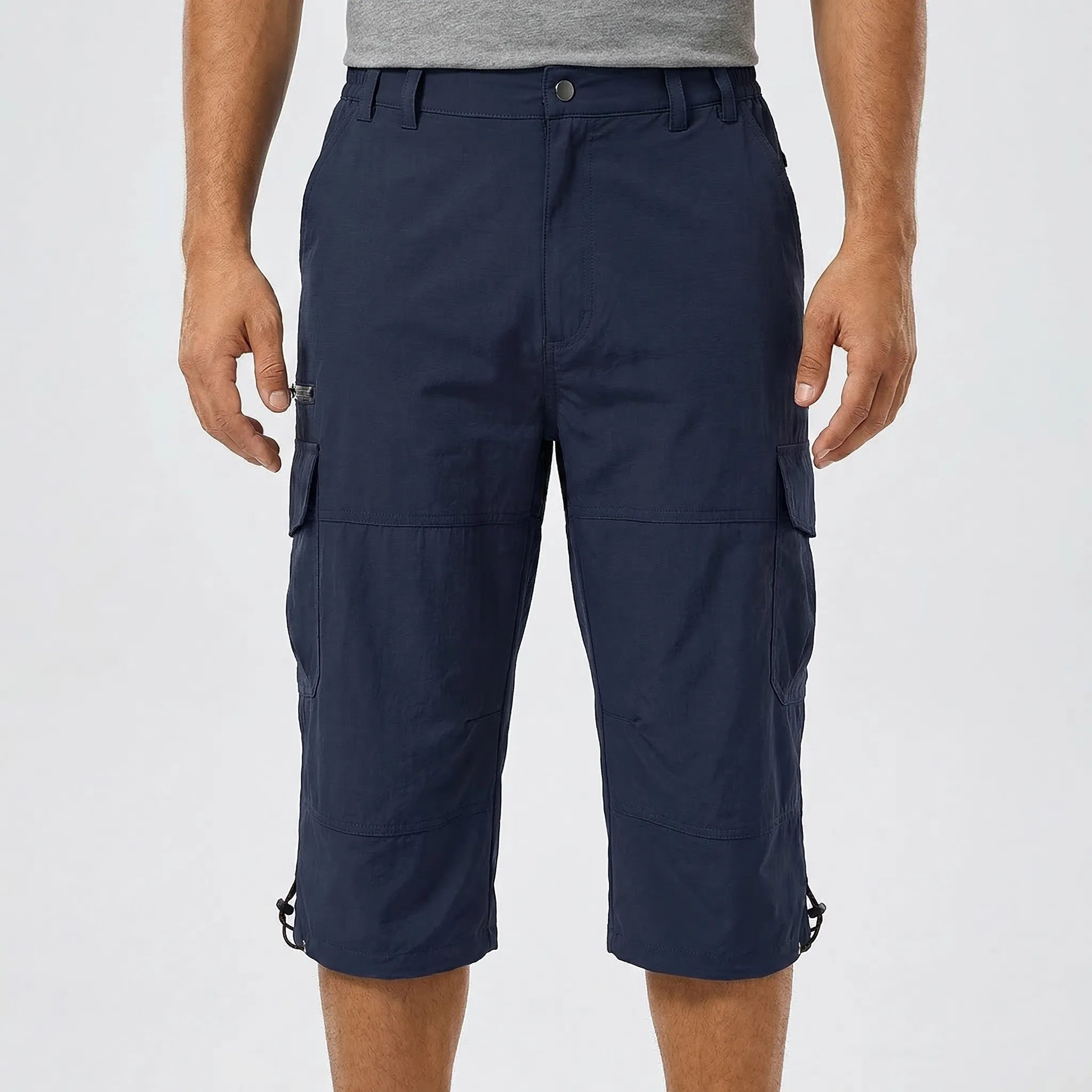 Herren Cargo-Wanderhose knielang schnelltrocknend für Outdoor-Aktivitäten