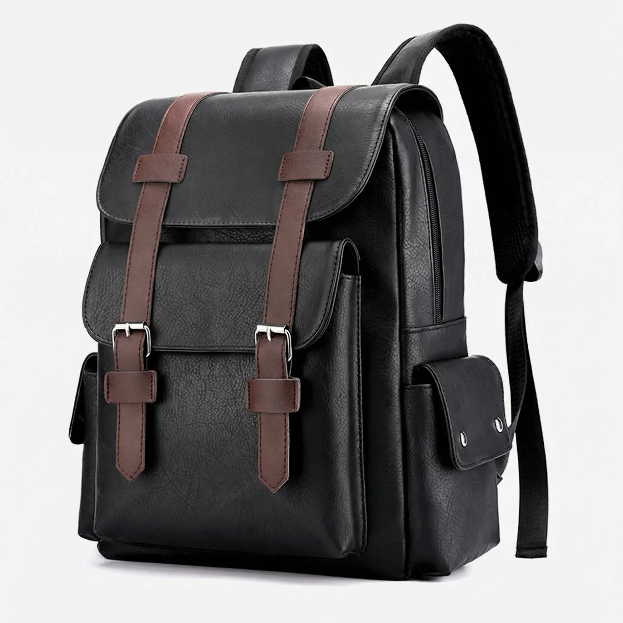 Großer Herren-Rucksack mit Vintage-Schnallenverschluss und Laptop-Fach