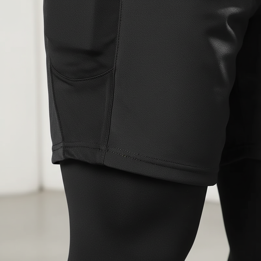 Herren Trainingshose zwei-in-eins mit Handytasche und Kompressions-Leggings