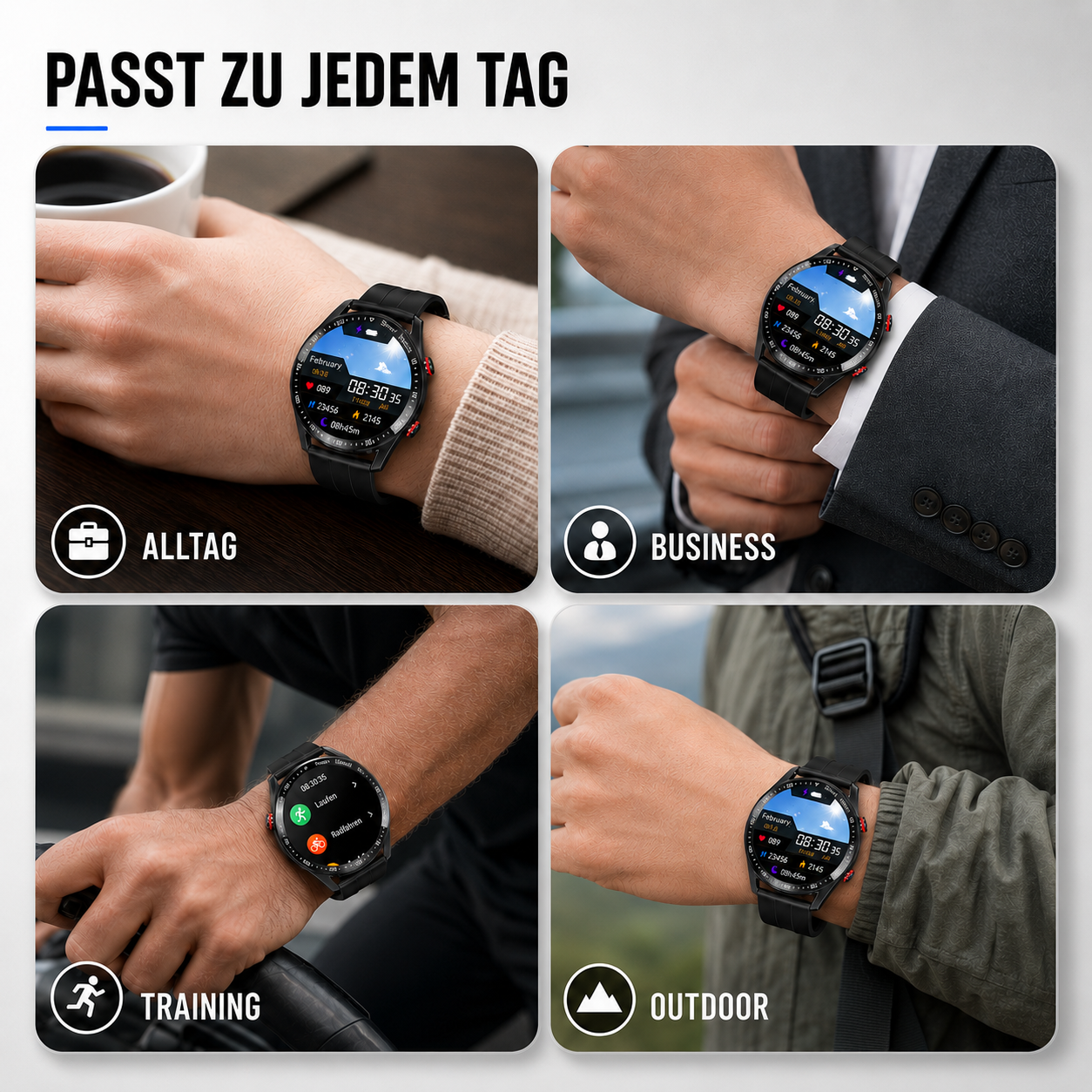 Nordspur | Runde Full-Touch Smartwatch für Männer