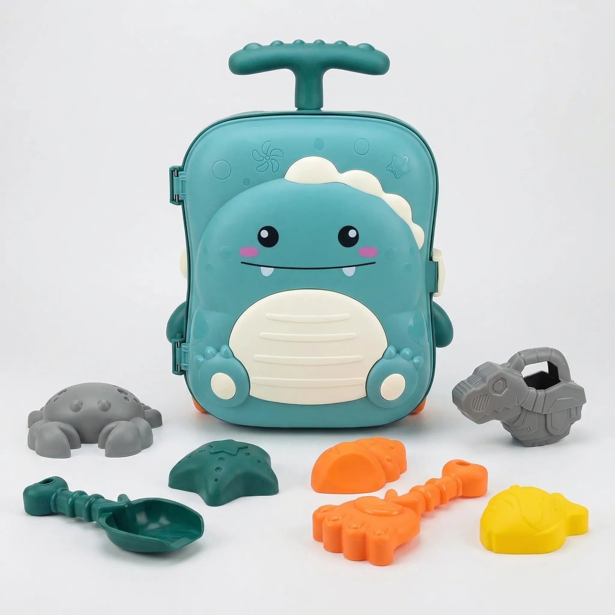 Kinder Strandspielzeug Set mit Rollkoffer, Sandförmchen, Gießkanne und Schaufeln