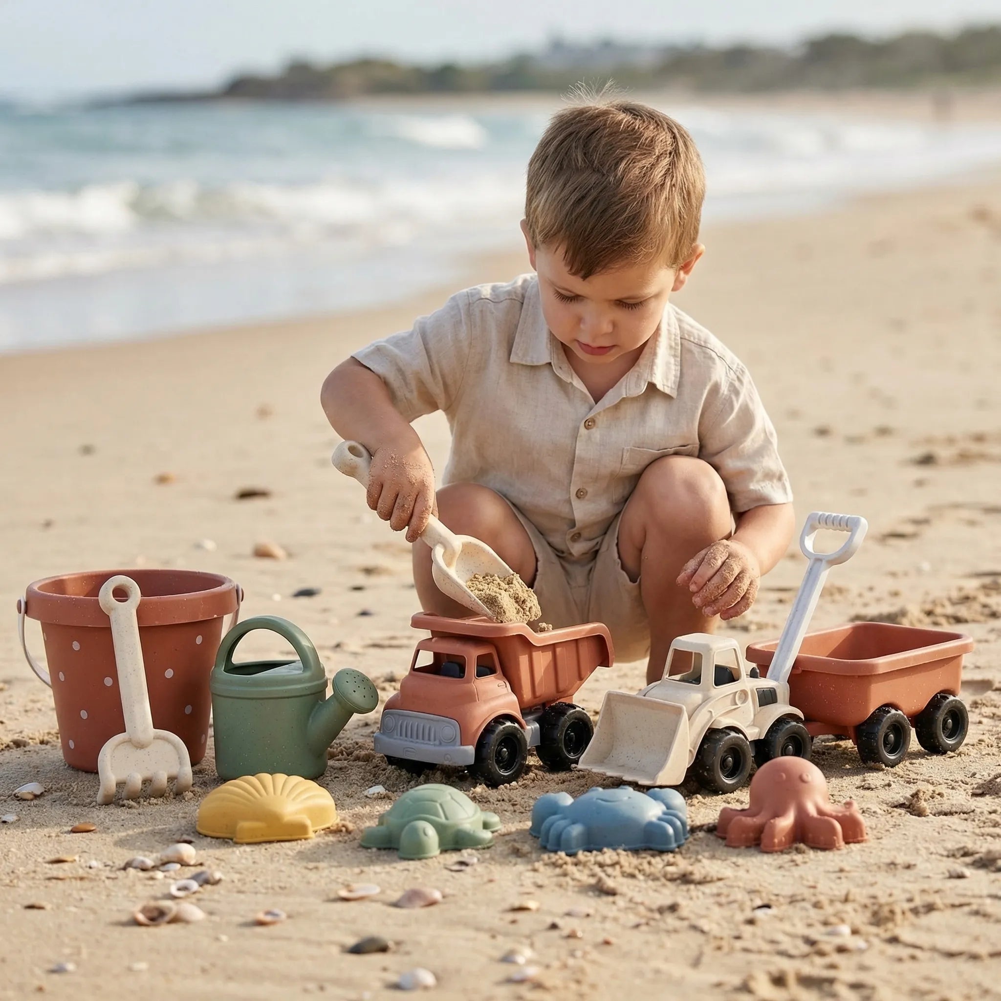 Sandspielzeug Set Strand Kinder Bagger Kran Schaufel Meerestier Formen