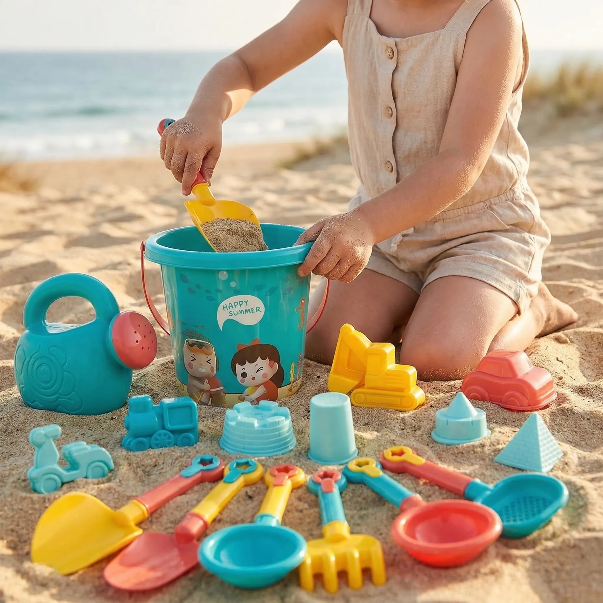 Strandspielzeug-Set für Kinder mit Eimer, Schaufeln und Sandformen