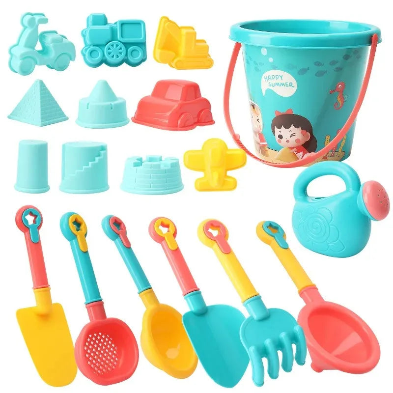 Kinder Strandspielzeug Set mit Eimer, Gießkanne und Sandförmchen