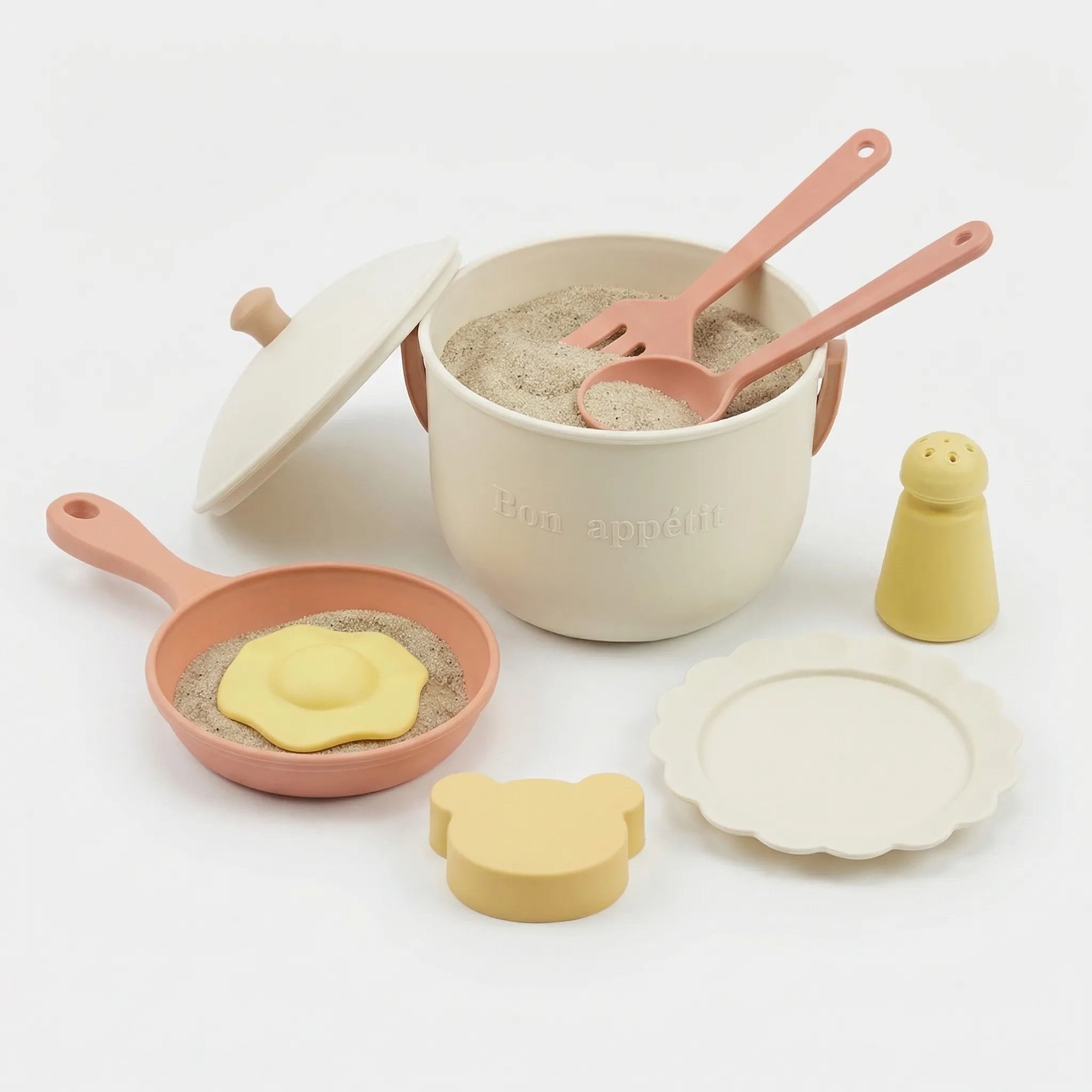 Kinder Strandspielzeug Set mit Ziehwagen, Schaufel, Rechen und Sandförmchen für Kleinkinder