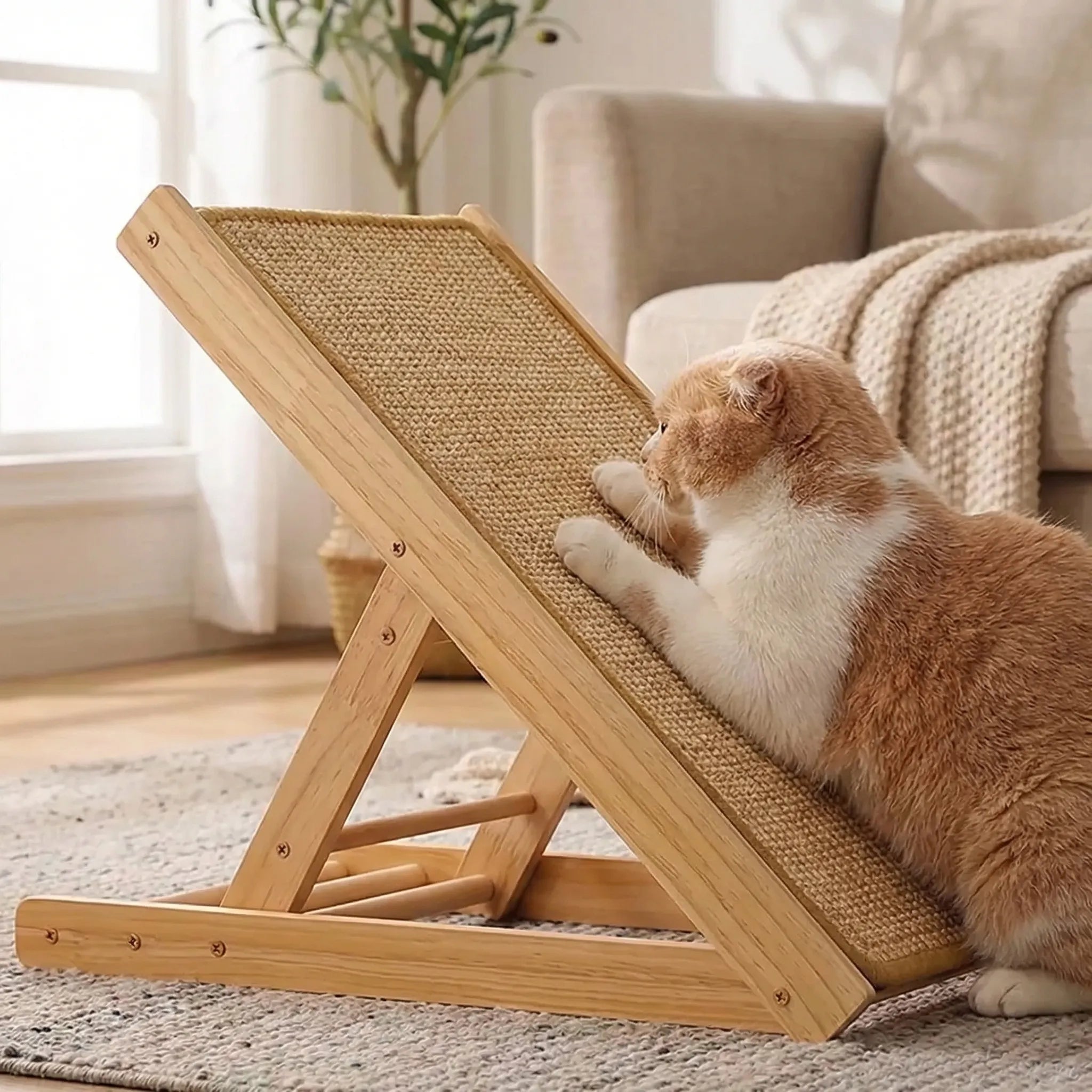 Katzen Kratzmatte Sisal schräg Holzrahmen verstellbar