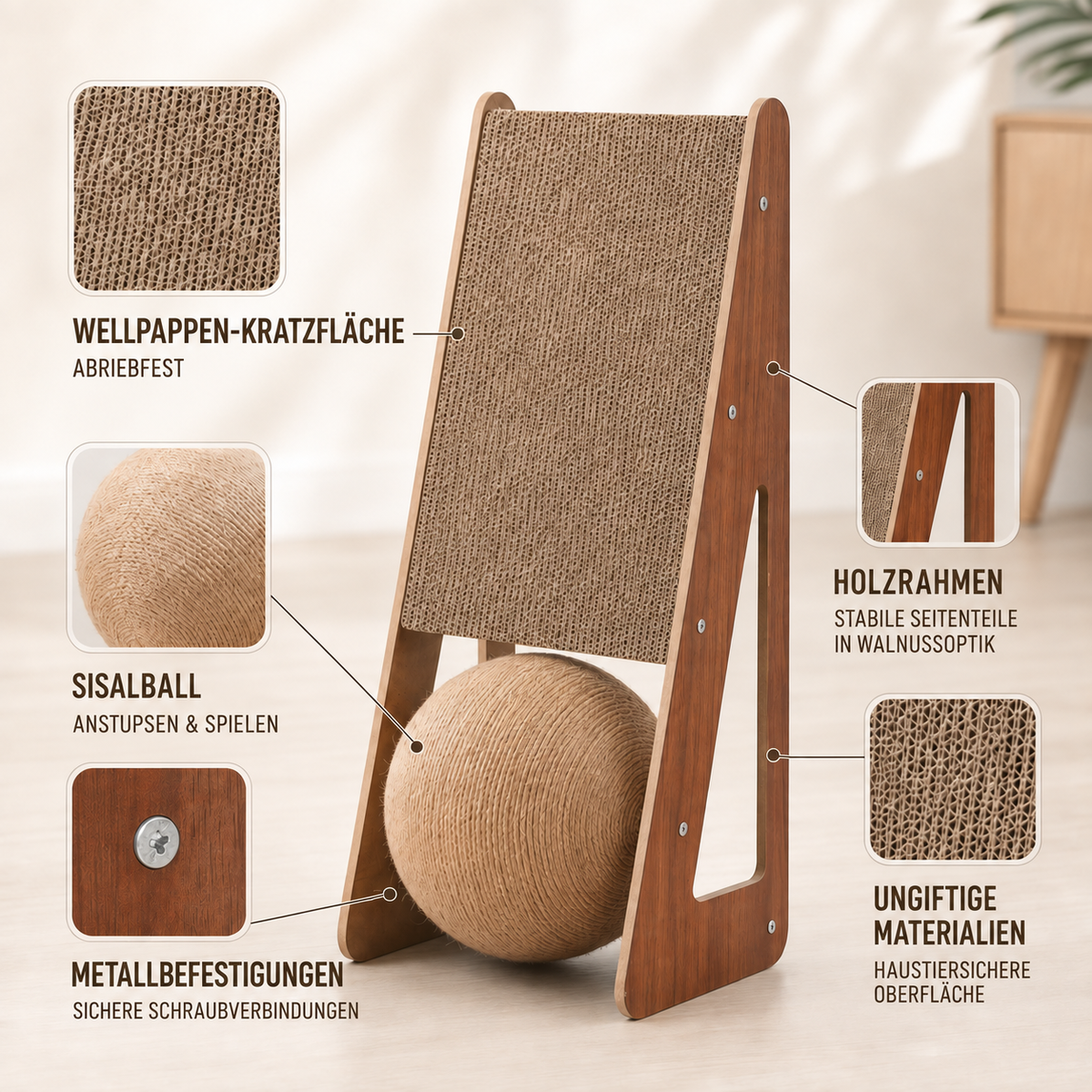Nordspur | Scratchwell Vertikales Wand-Kratzbrett für Katzen