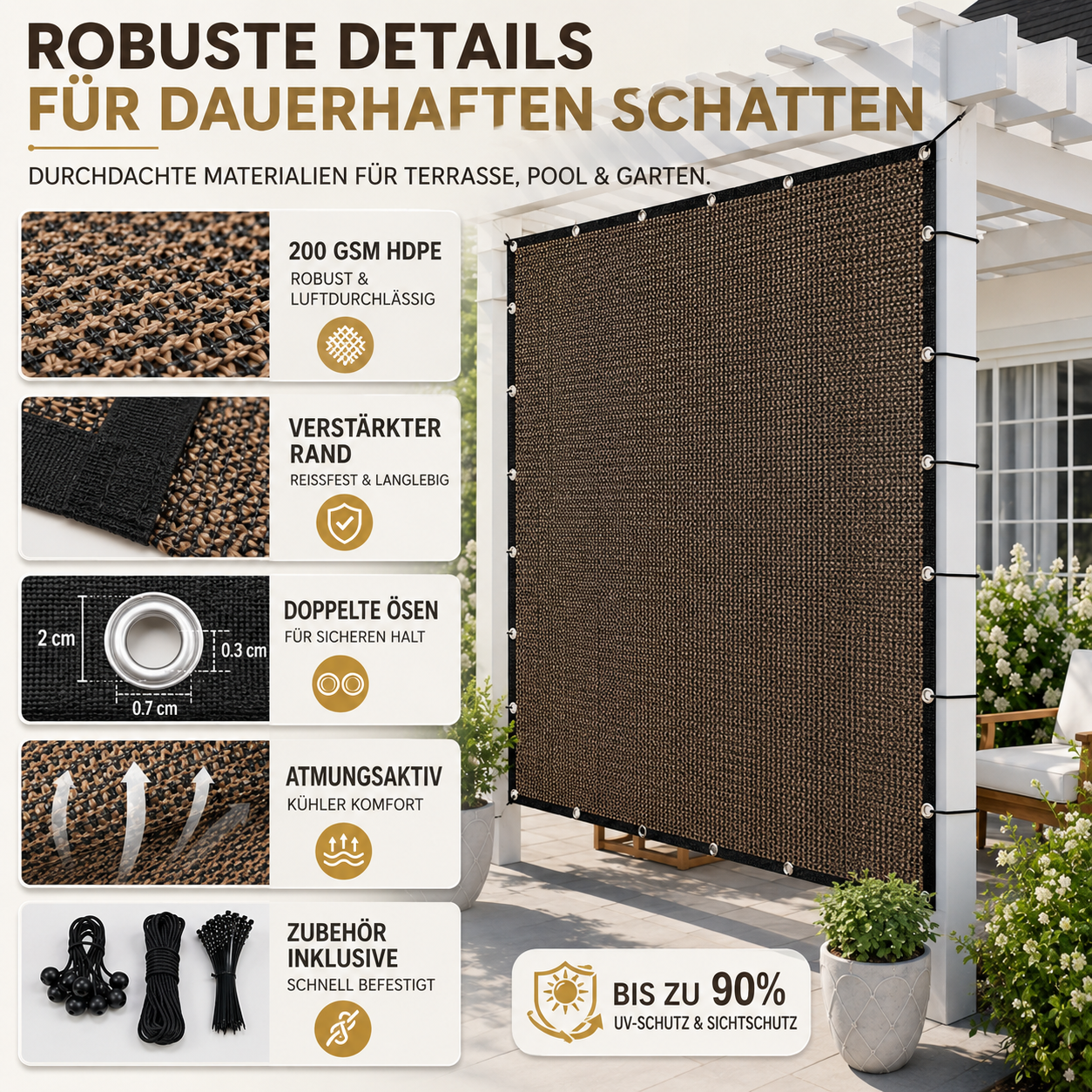 Nordspur | Shade2aura Rechteckiges Sonnensegel-Vordach