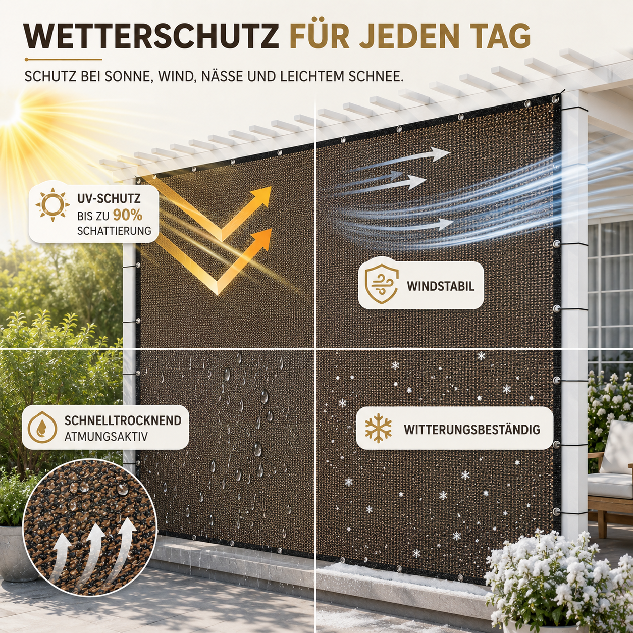 Nordspur | Shade2aura Rechteckiges Sonnensegel-Vordach