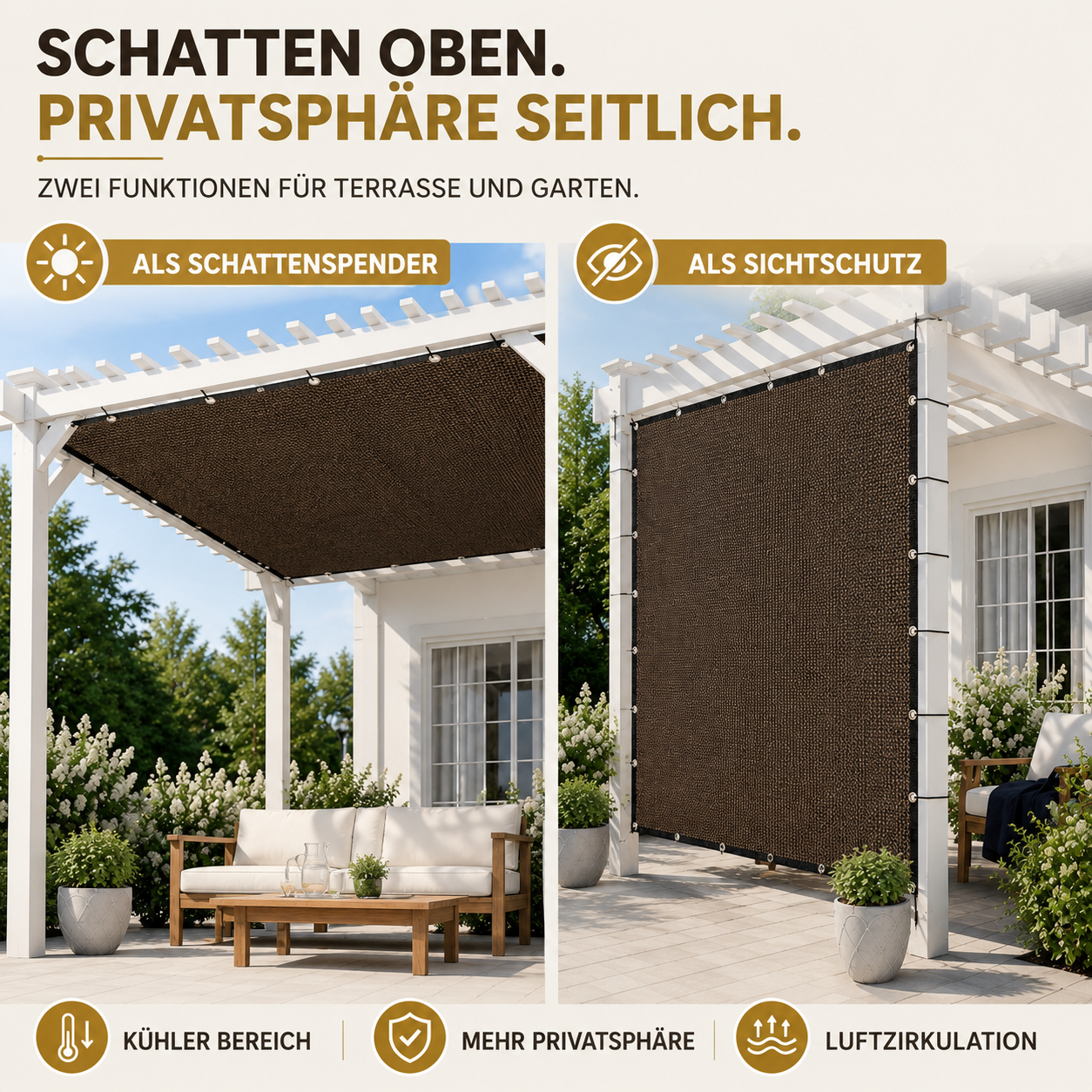 Nordspur | Shade2aura Rechteckiges Sonnensegel-Vordach