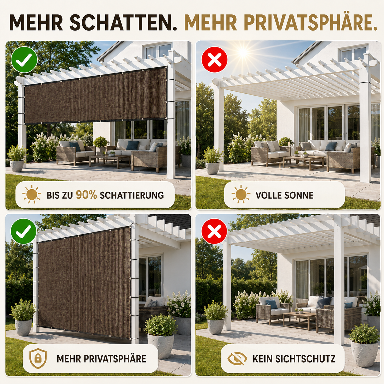 Nordspur | Shade2aura Rechteckiges Sonnensegel-Vordach
