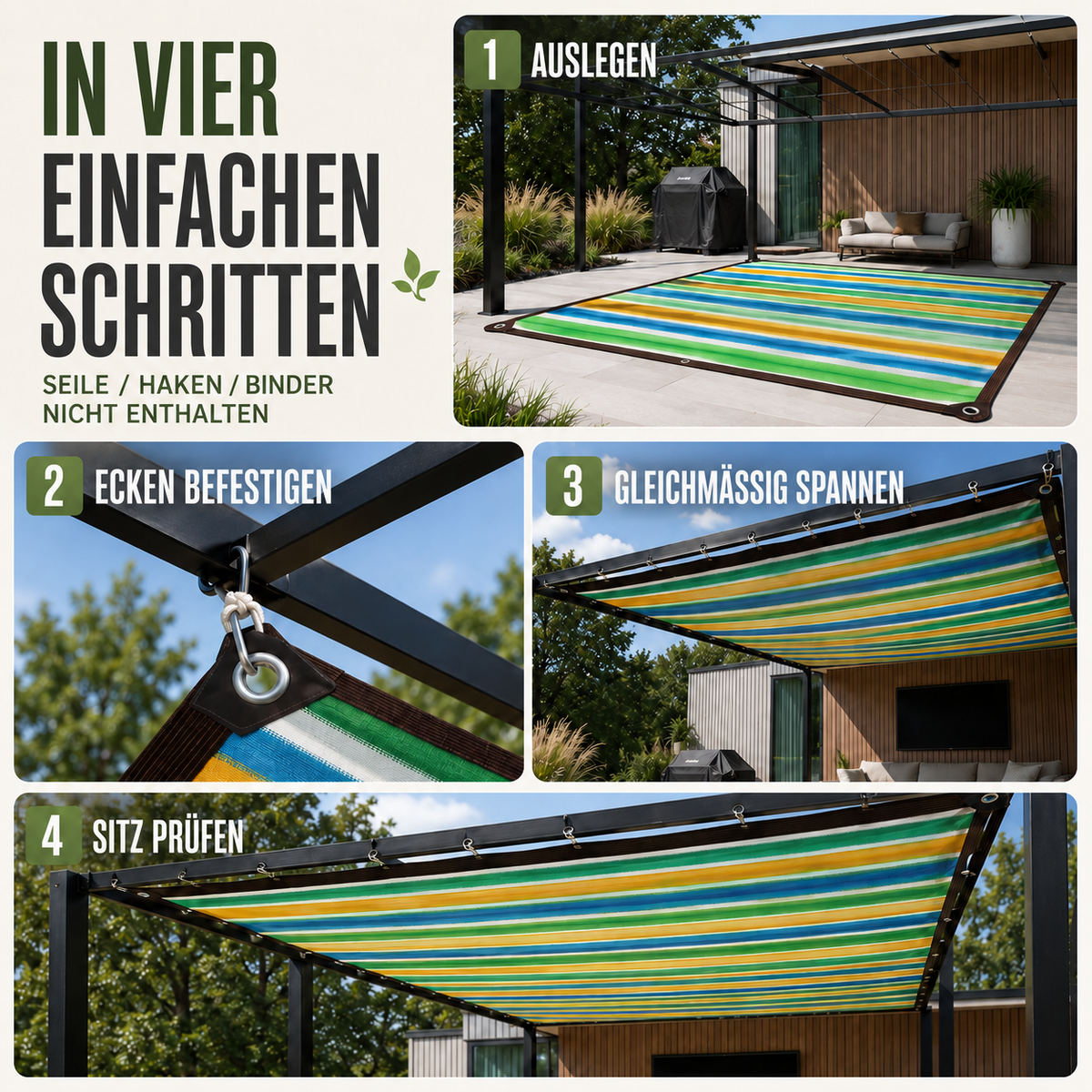 Nordspur | ShadeLoom Gestreifte Outdoor-Sonnenschutzüberdachung