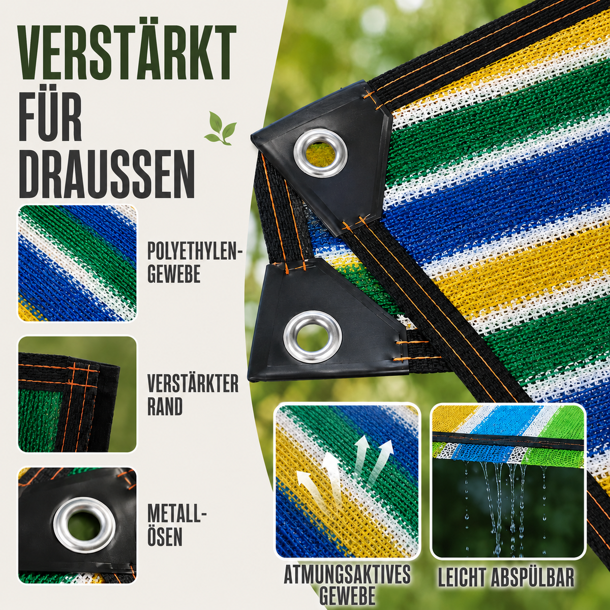 Nordspur | ShadeLoom Gestreifte Outdoor-Sonnenschutzüberdachung