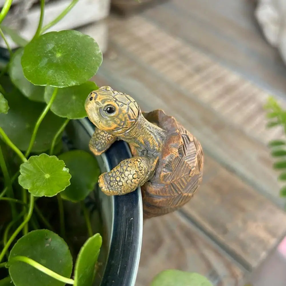 Miniatur-Schildkrötenfigur zum Klemmen auf Topfränder und Vasen