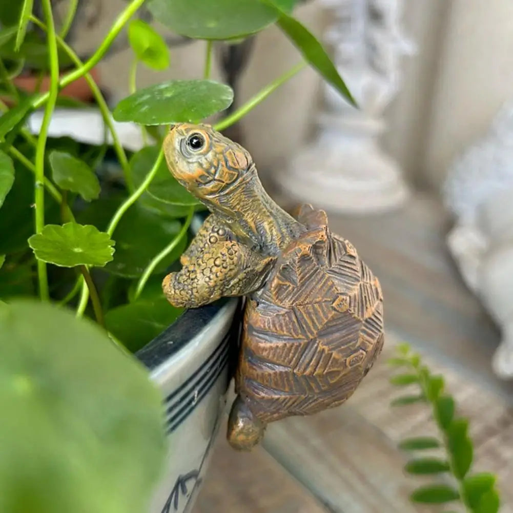 Miniatur-Schildkrötenfigur zum Klemmen auf Topfränder und Vasen