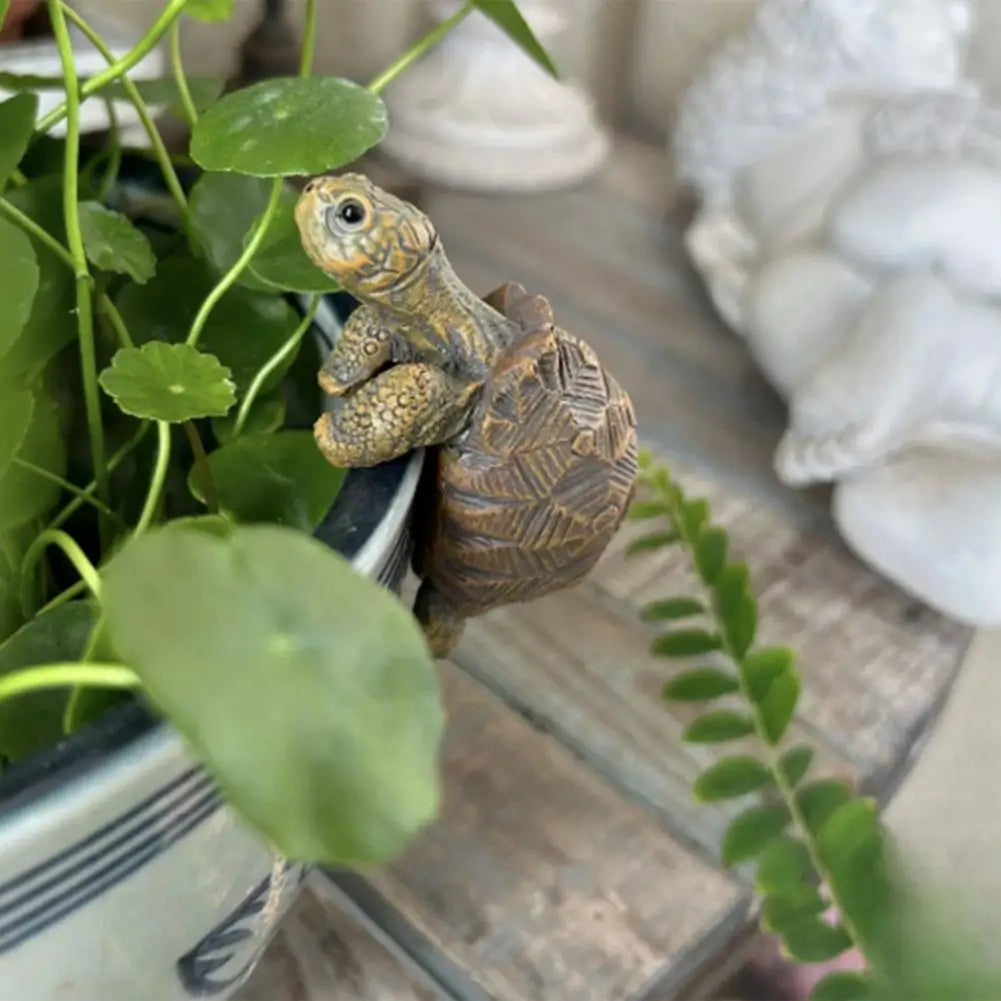 Miniatur-Schildkrötenfigur zum Klemmen auf Topfränder und Vasen