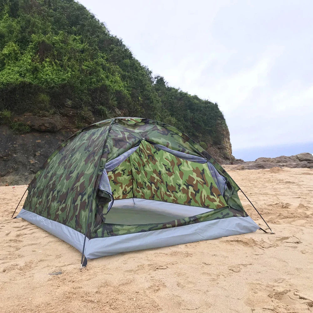 Leichtes 2-Personen-Kuppelzelt mit Tarnmuster für Camping und Outdoor