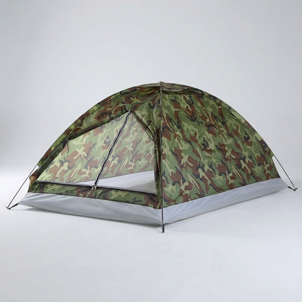 Leichtes 2-Personen-Kuppelzelt mit Tarnmuster für Camping und Outdoor