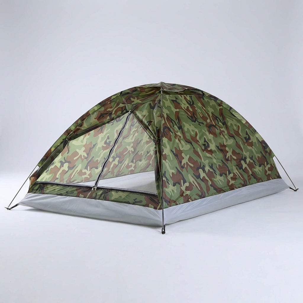 Leichtes 2-Personen-Kuppelzelt mit Tarnmuster für Camping und Outdoor